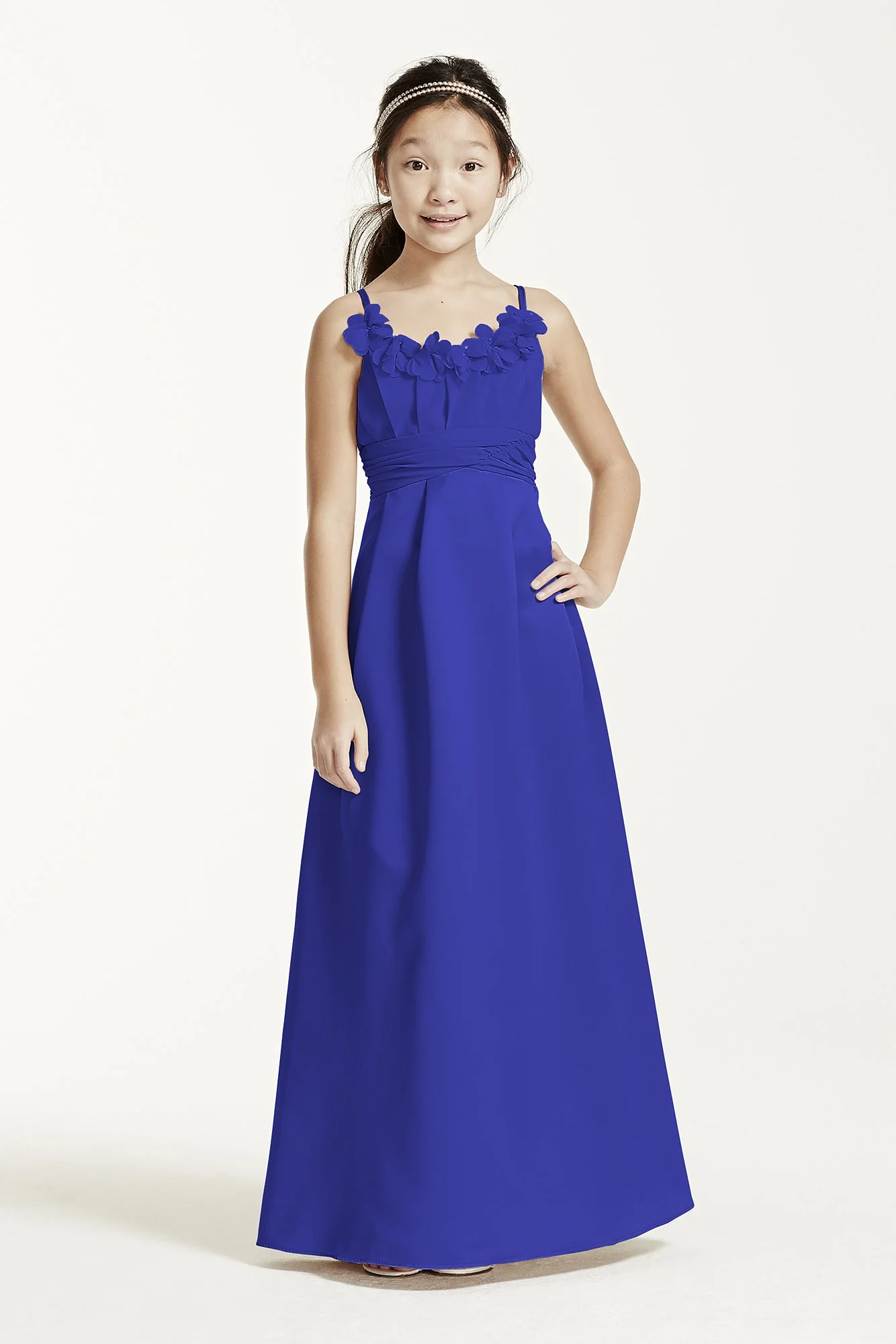 Satin and Chiffon Ball Gown with Ruched Waist - Image 41