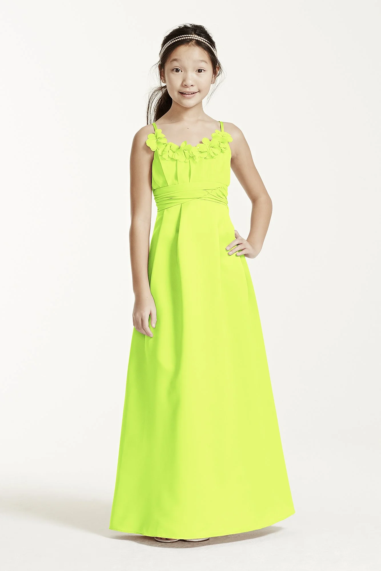 Satin and Chiffon Ball Gown with Ruched Waist - Image 43