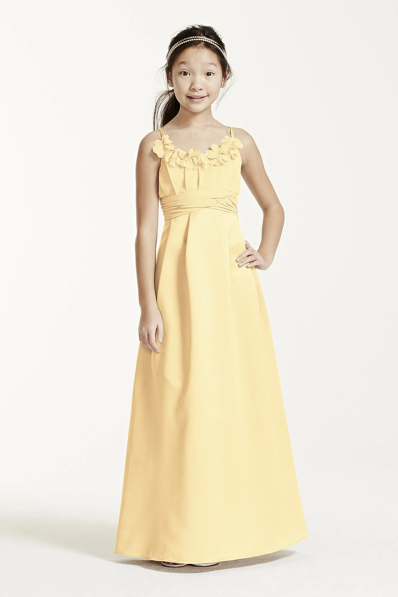 Satin and Chiffon Ball Gown with Ruched Waist - Image 57
