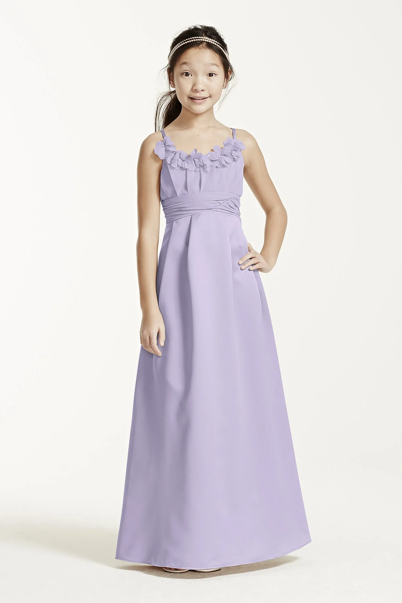 Satin and Chiffon Ball Gown with Ruched Waist - Image 6