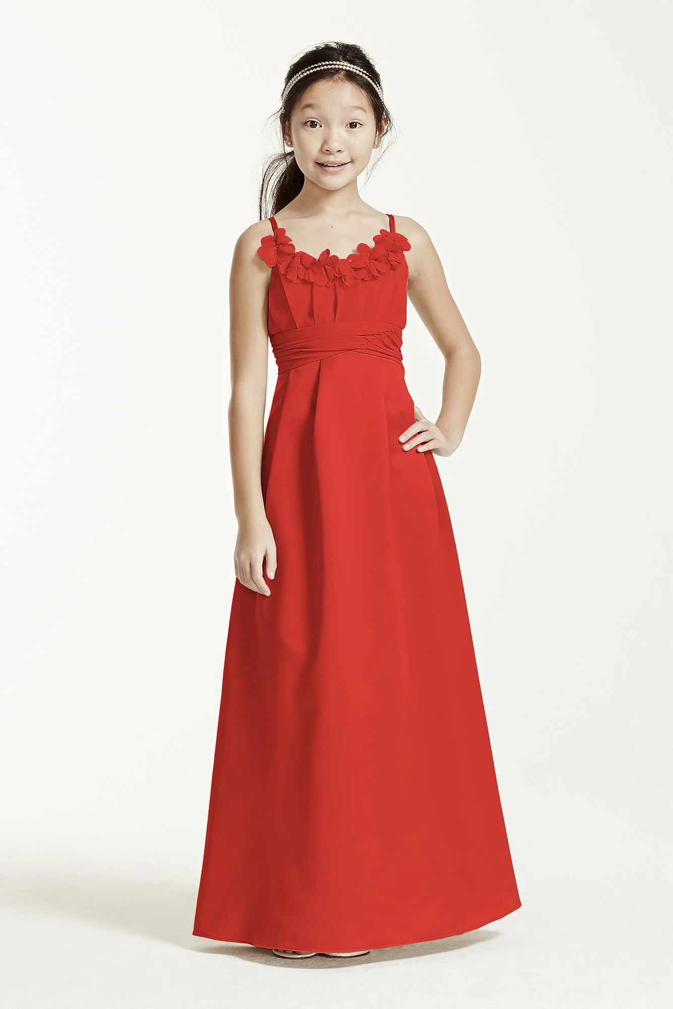 Satin and Chiffon Ball Gown with Ruched Waist - Image 8