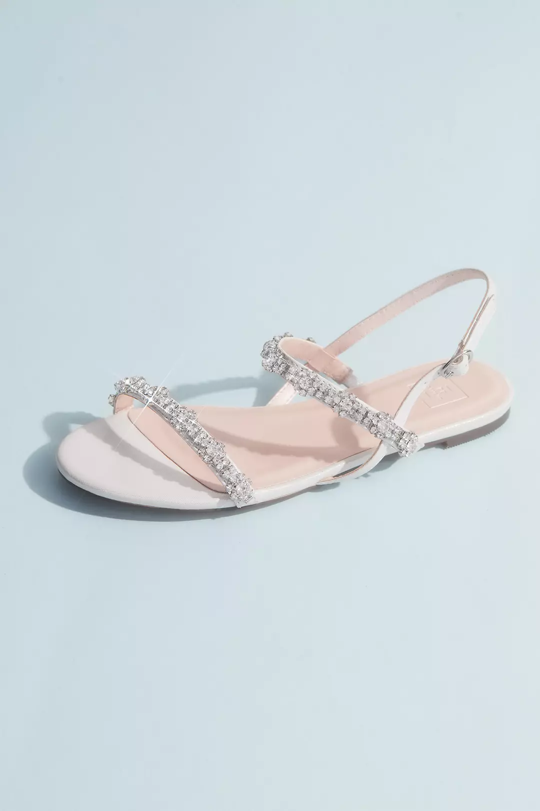 Satin and Crystal Quarter-Strap Flat Sandals - Image 3