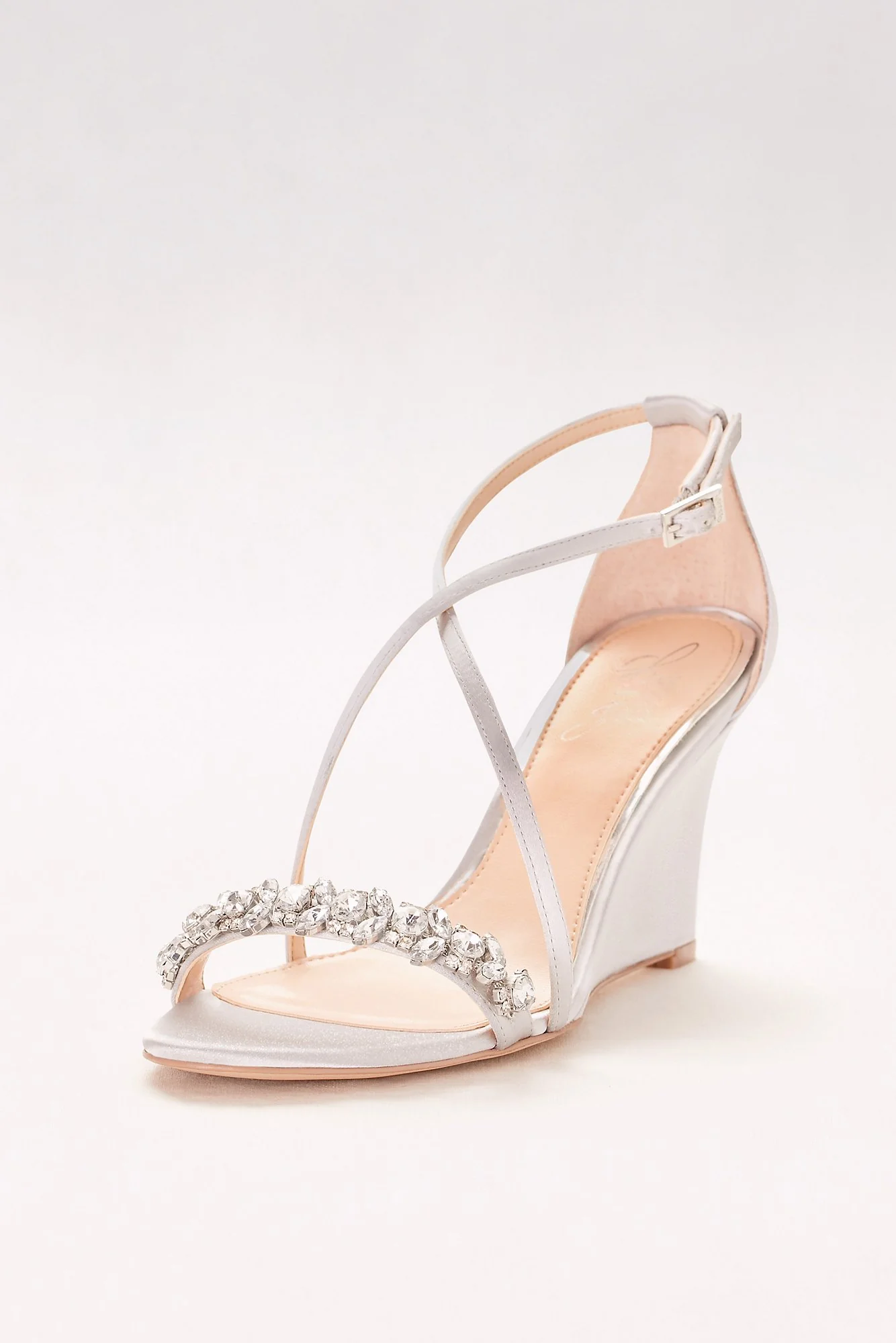 Satin and Crystal Wedges with Crisscross Straps - Image 2