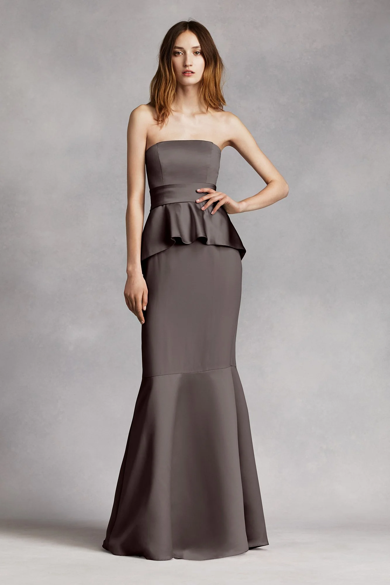 Satin and Matte Crepe Peplum Dress with Satin Sash - Image 10