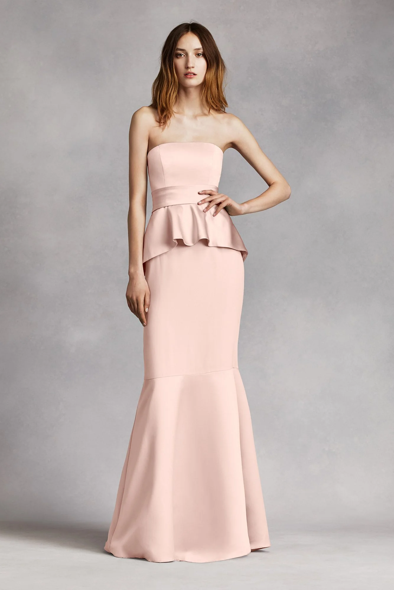 Satin and Matte Crepe Peplum Dress with Satin Sash - Image 14