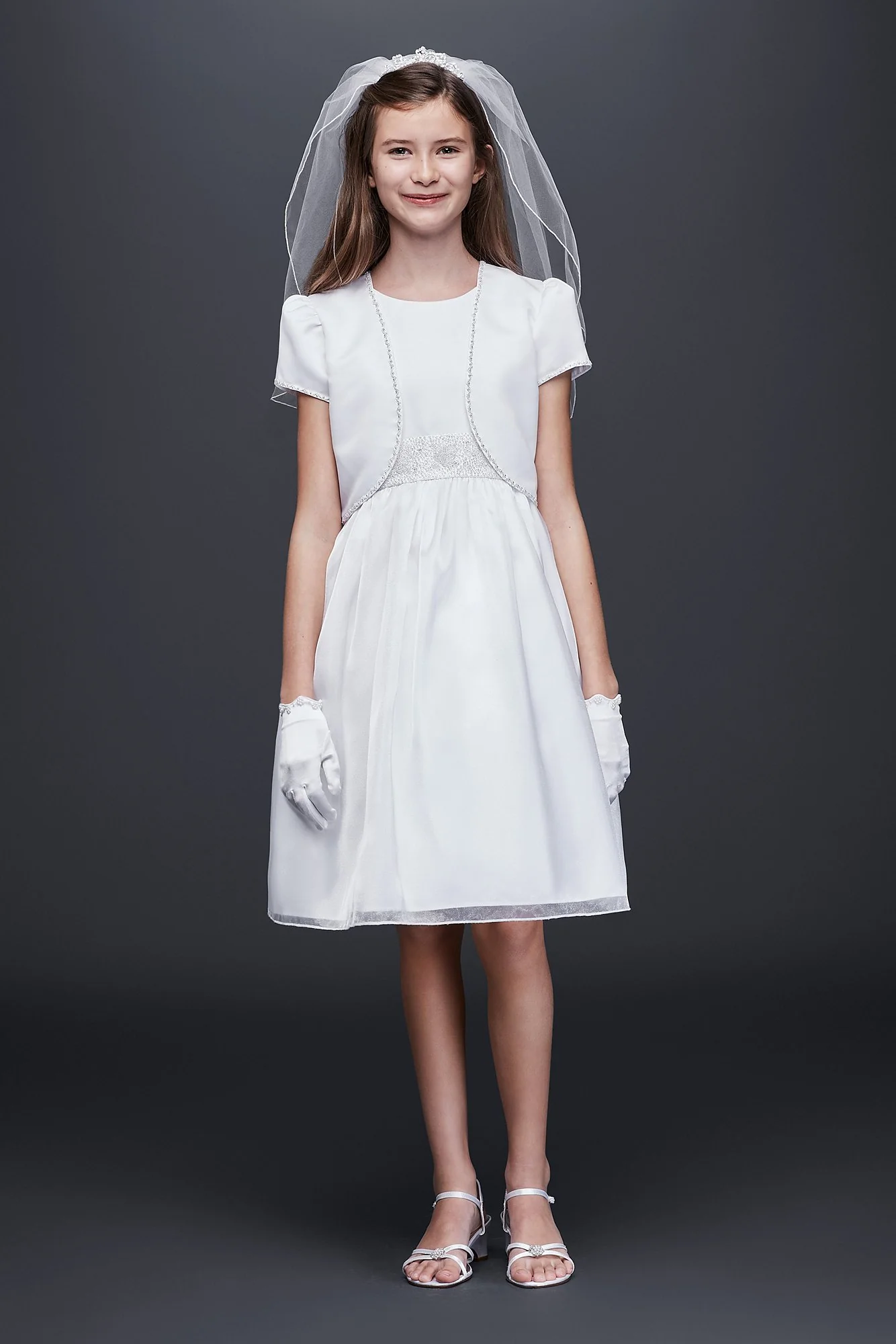 Satin and Organza Communion Dress and Jacket