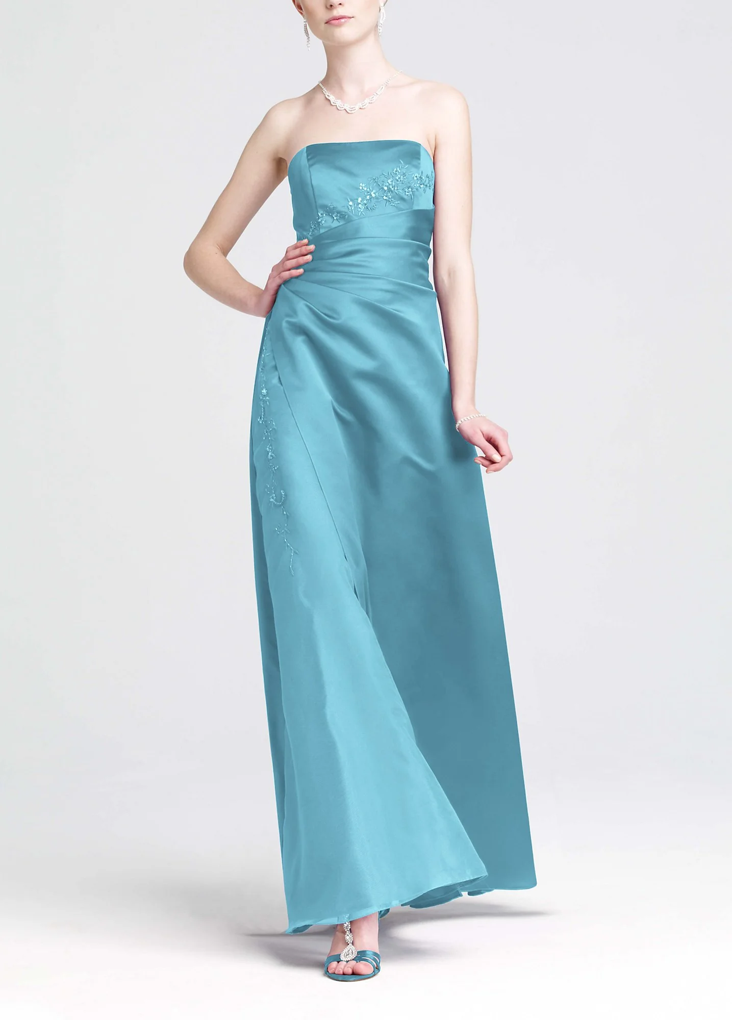 Satin and Organza Gown with Beaded Inset - Image 10