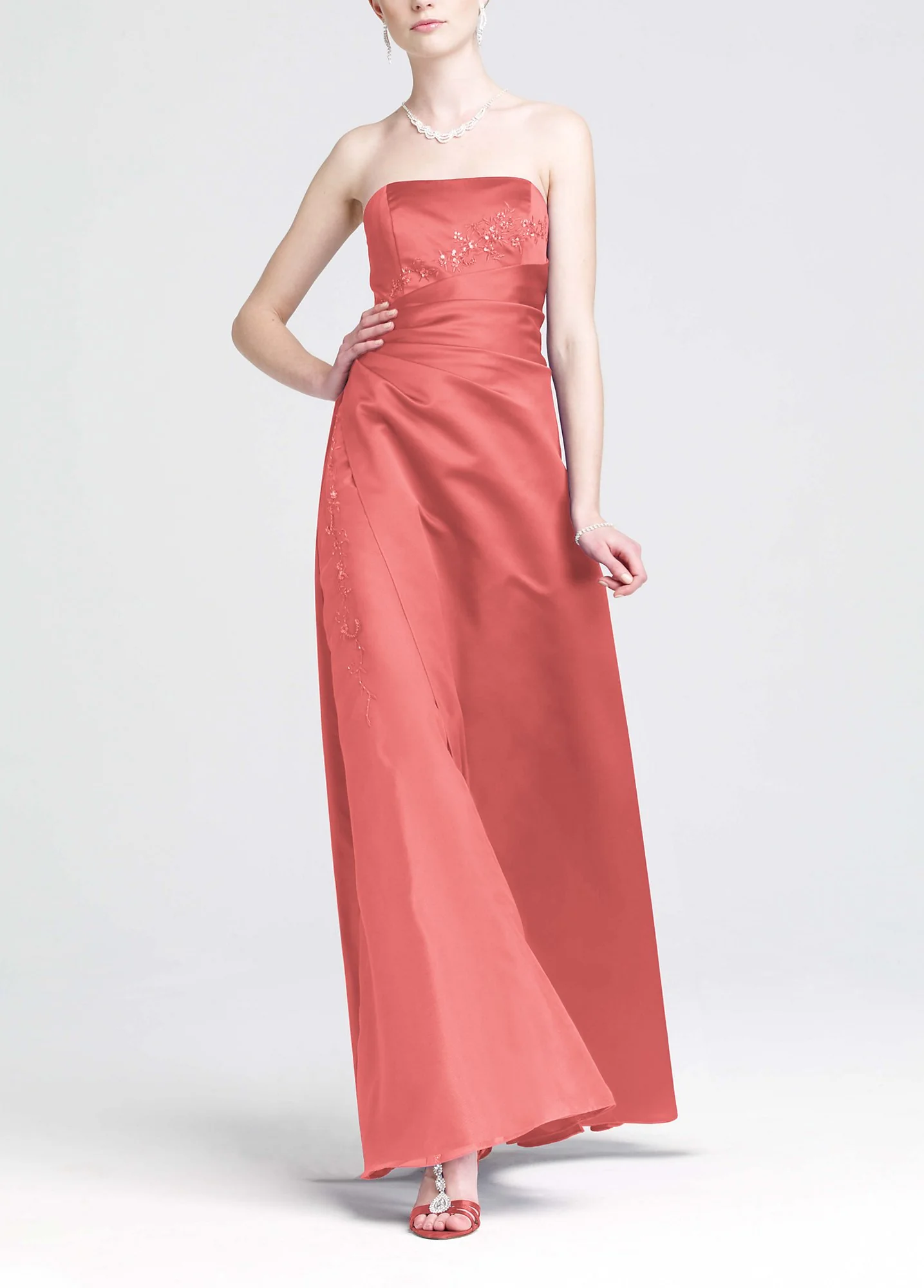 Satin and Organza Gown with Beaded Inset - Image 11