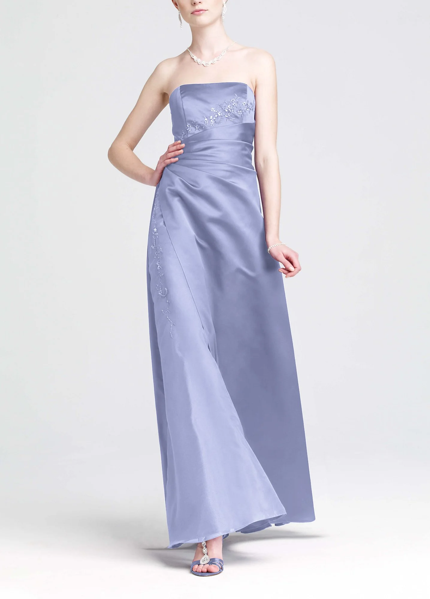 Satin and Organza Gown with Beaded Inset - Image 12
