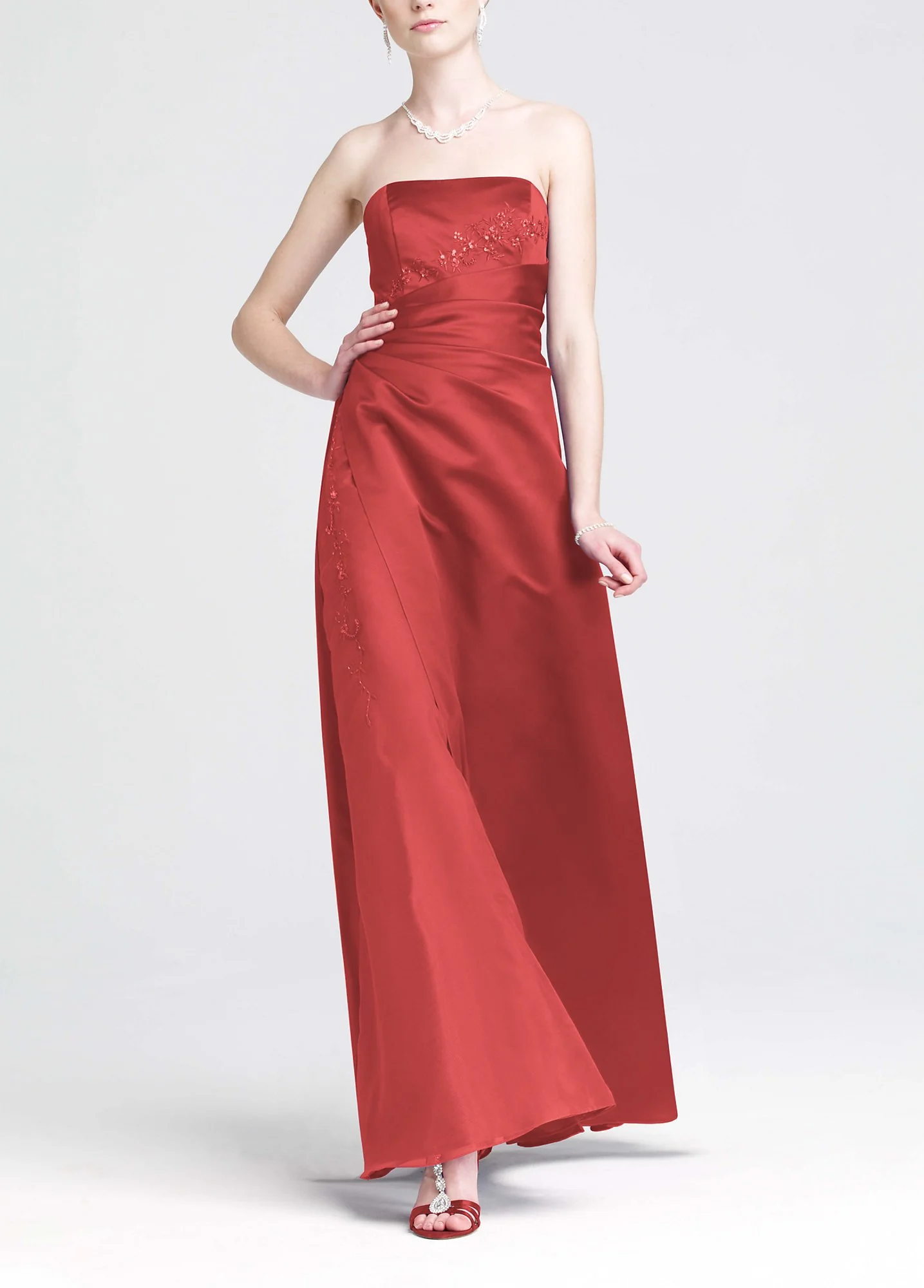 Satin and Organza Gown with Beaded Inset - Image 14