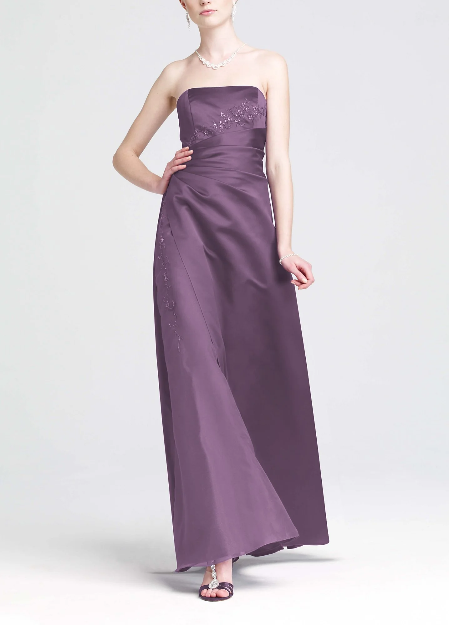 Satin and Organza Gown with Beaded Inset - Image 15