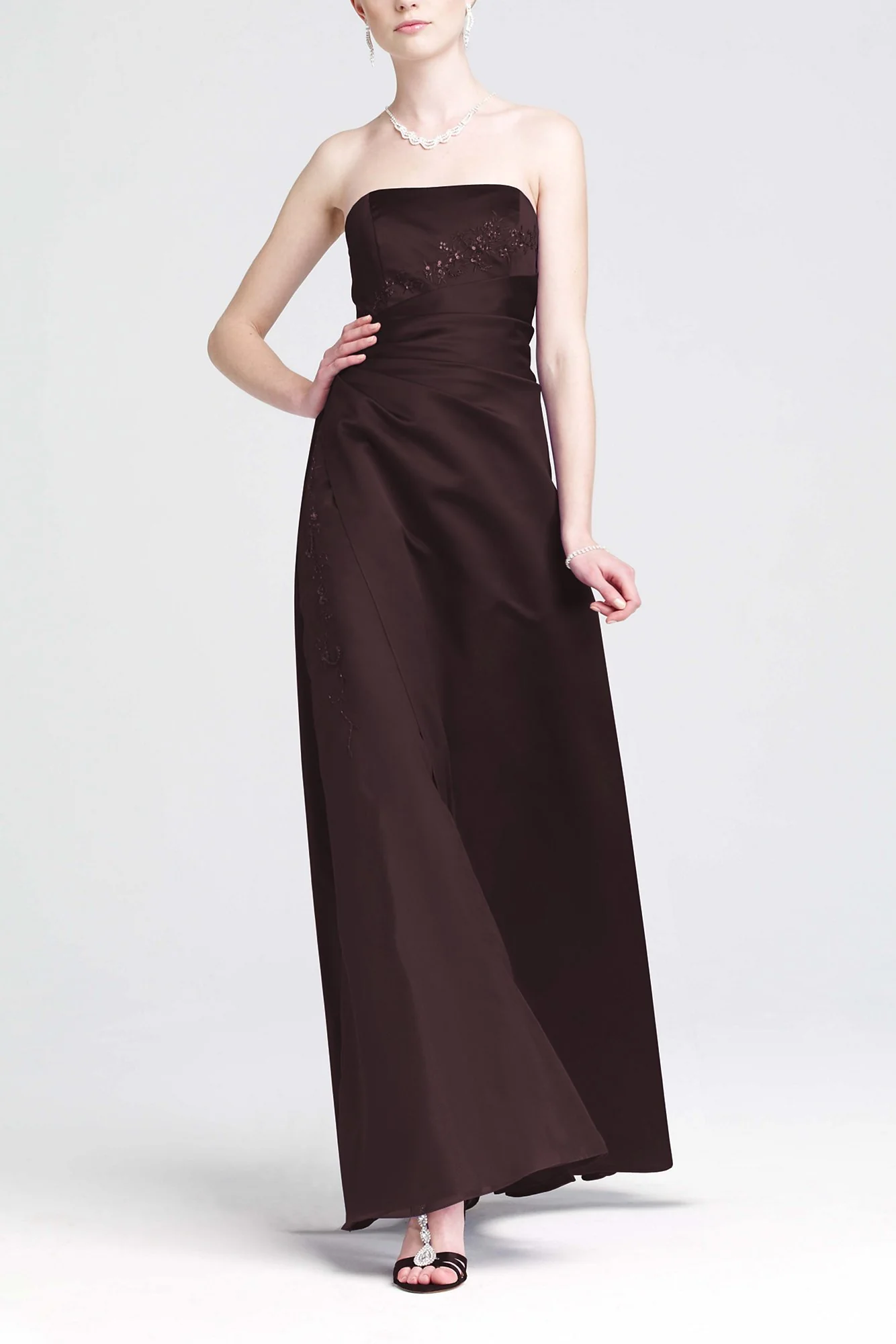 Satin and Organza Gown with Beaded Inset - Image 16