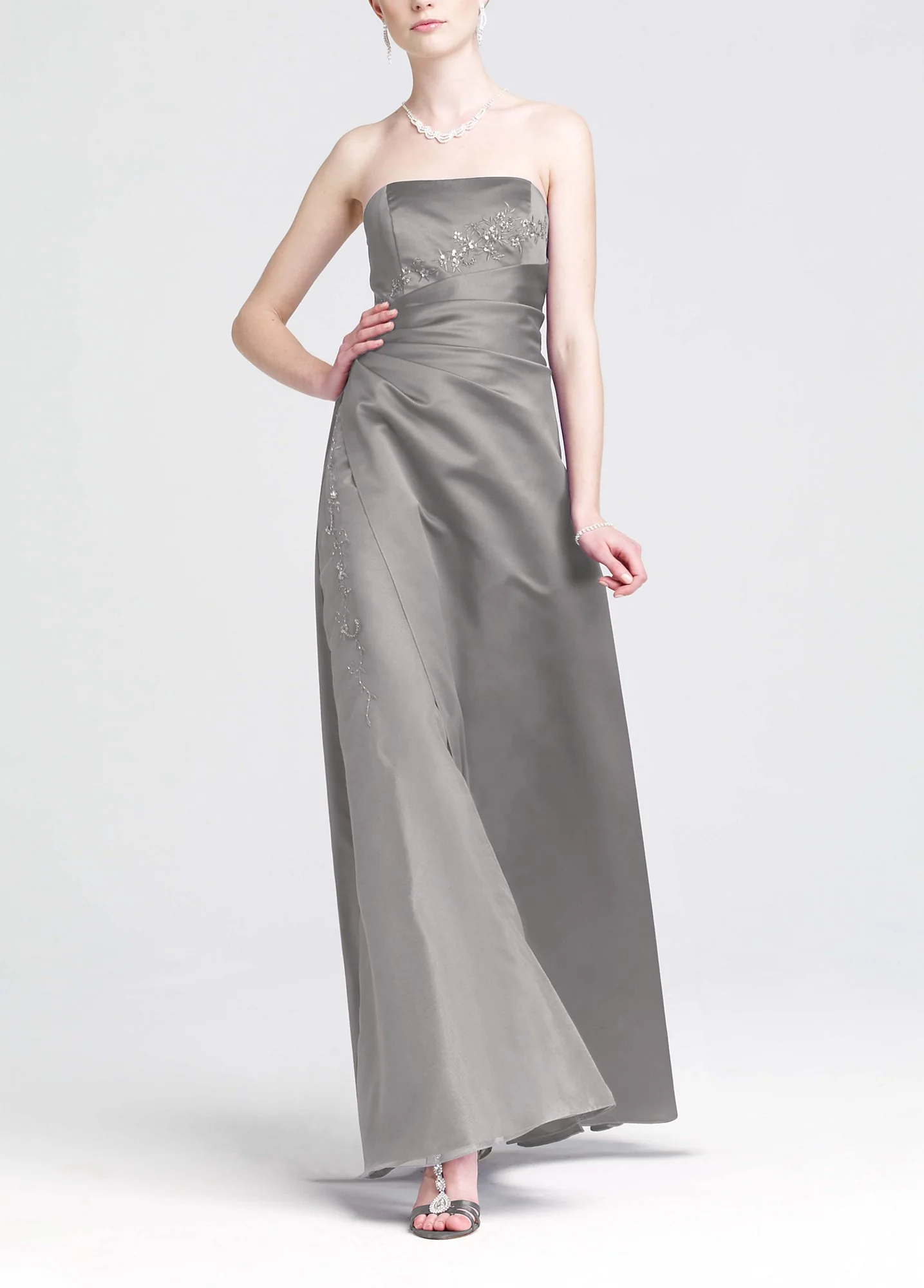 Satin and Organza Gown with Beaded Inset - Image 17