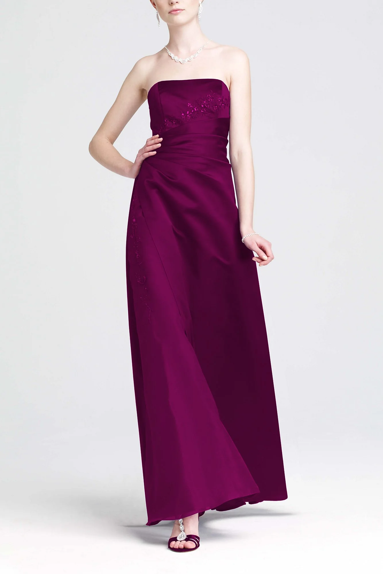 Satin and Organza Gown with Beaded Inset - Image 18