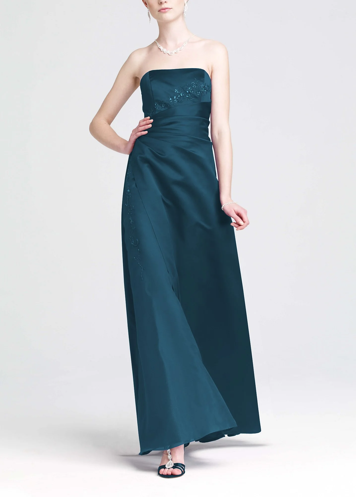 Satin and Organza Gown with Beaded Inset - Image 19