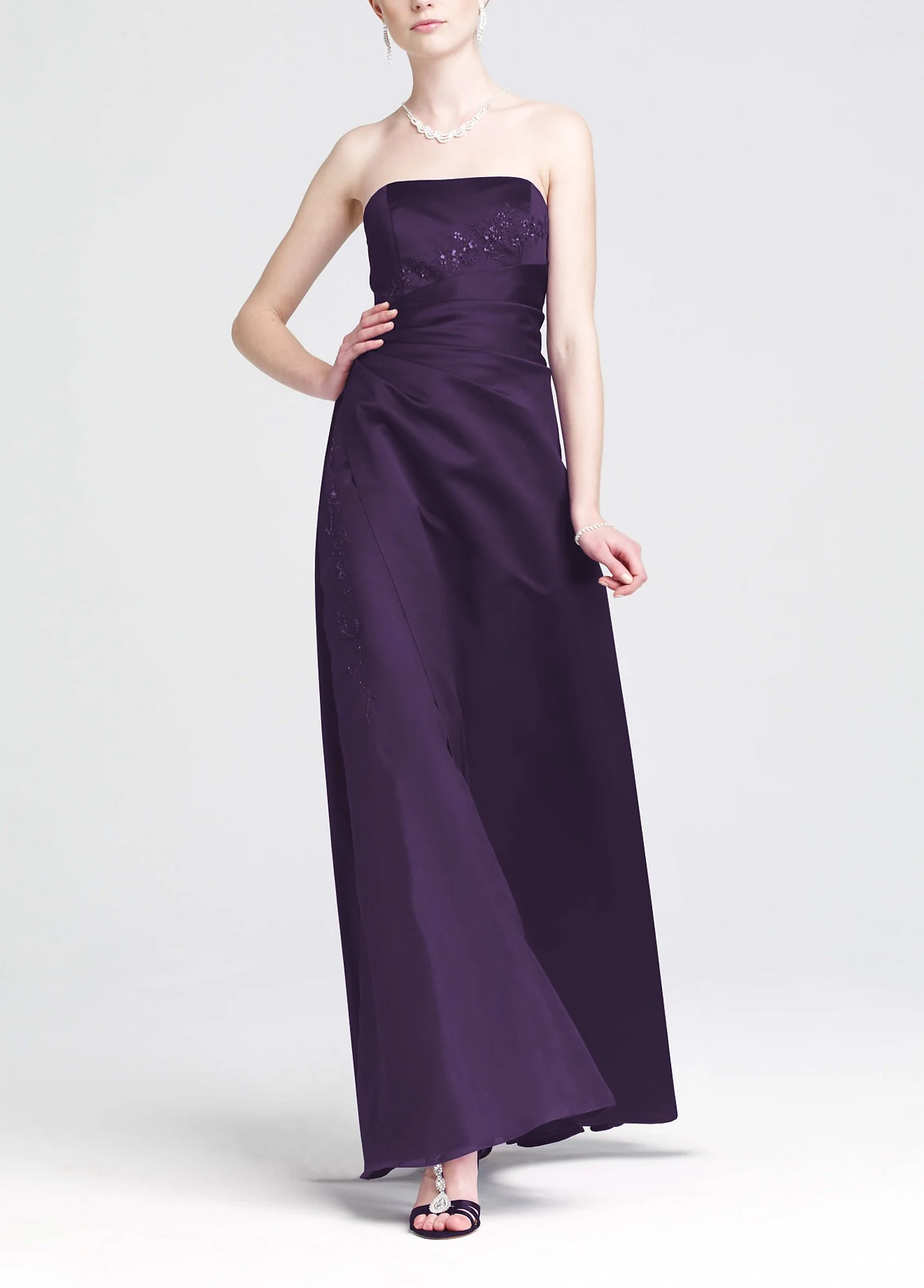 Satin and Organza Gown with Beaded Inset - Image 21