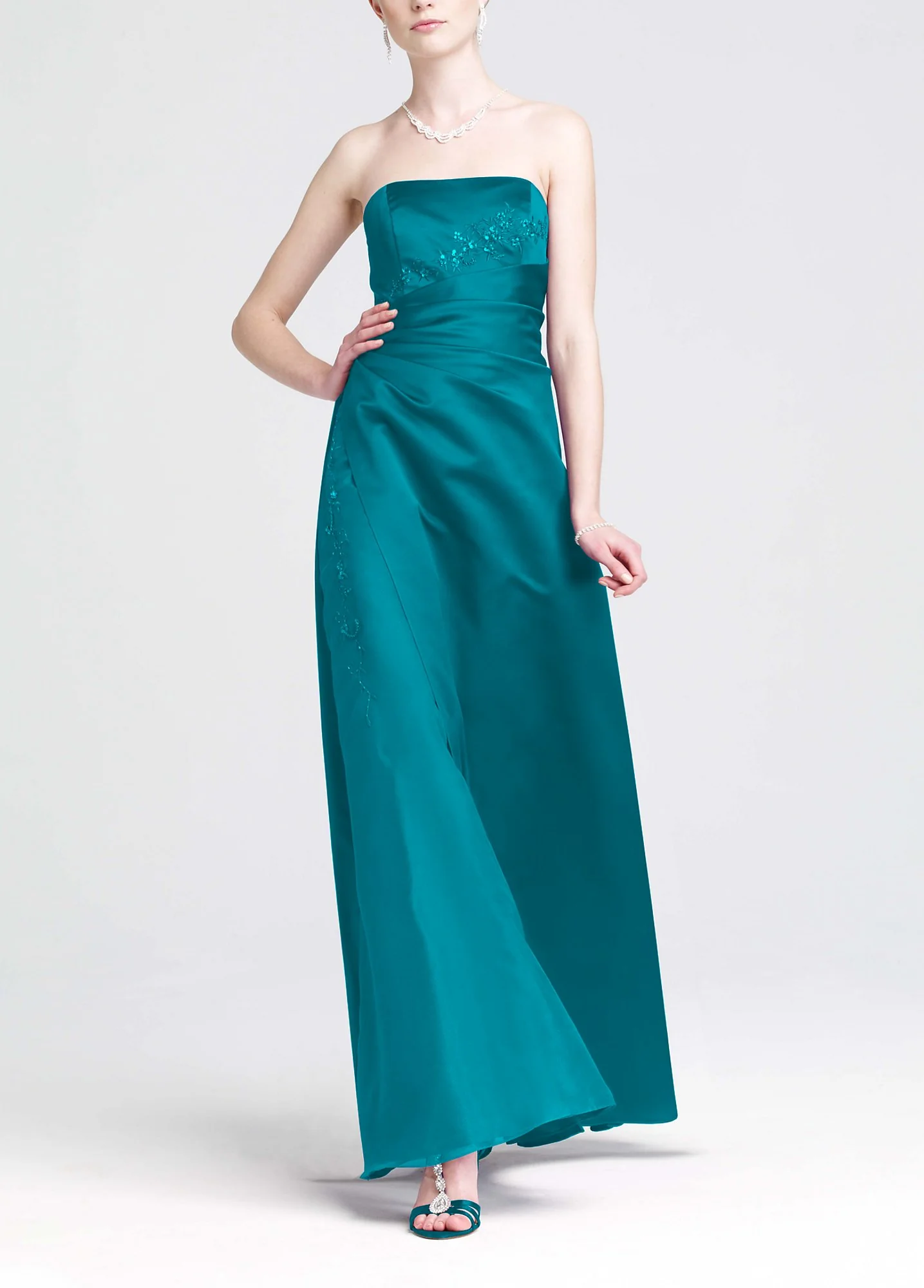 Satin and Organza Gown with Beaded Inset - Image 23