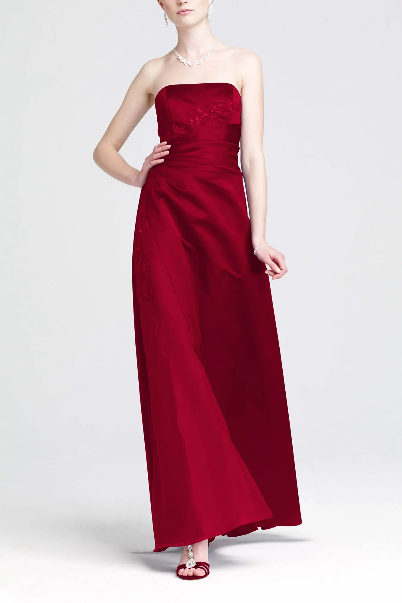 Satin and Organza Gown with Beaded Inset - Image 24