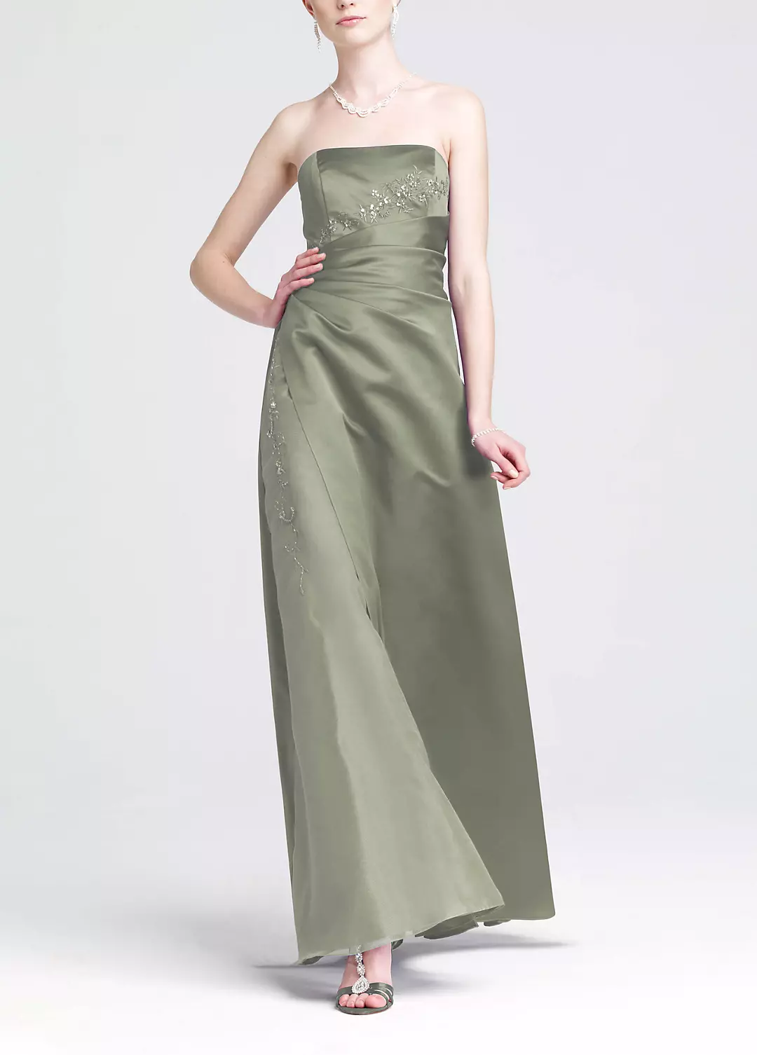 Satin and Organza Gown with Beaded Inset - Image 26