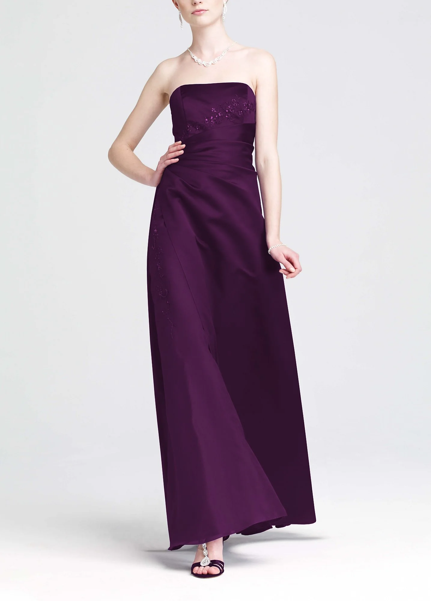 Satin and Organza Gown with Beaded Inset - Image 6