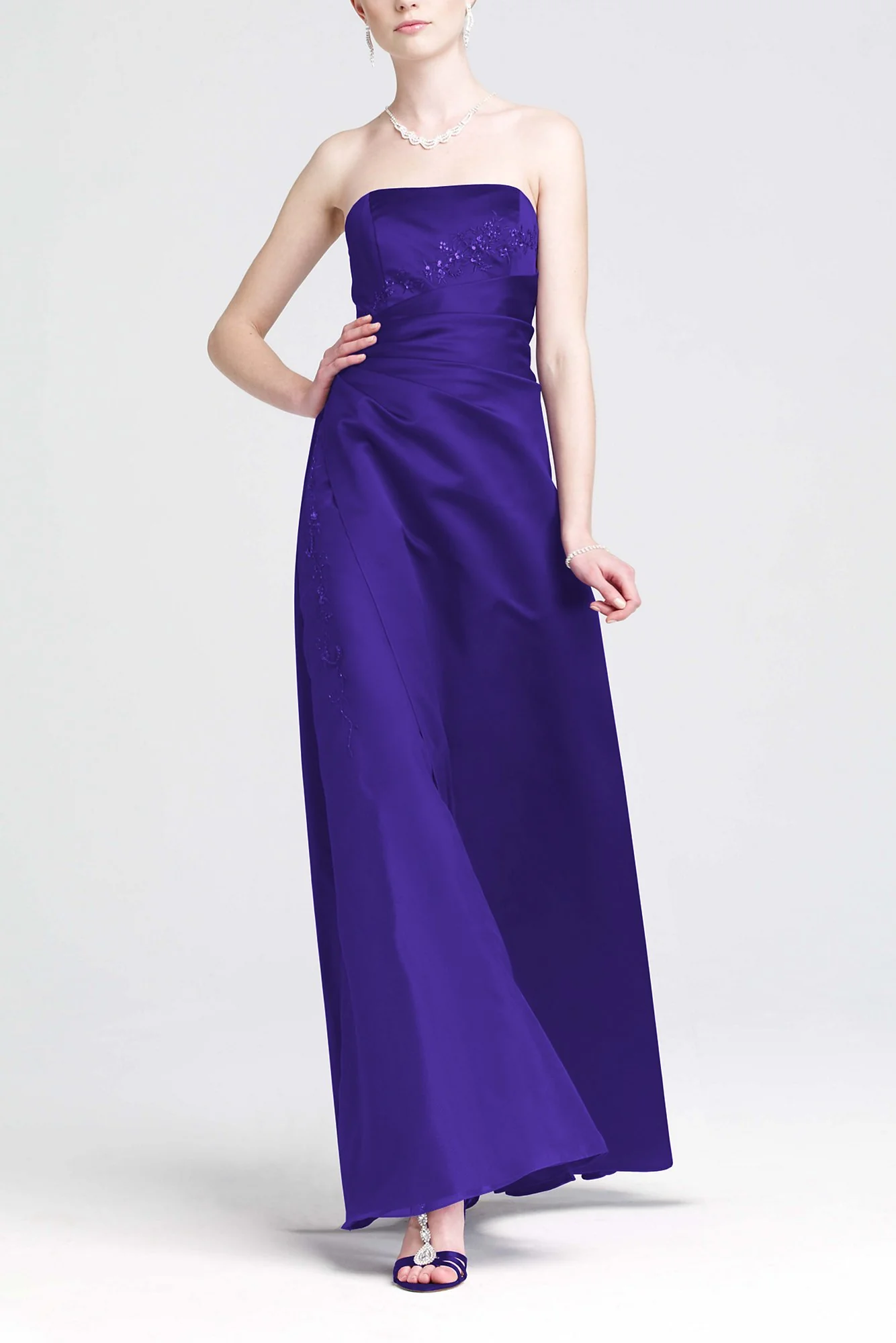 Satin and Organza Gown with Beaded Inset - Image 8