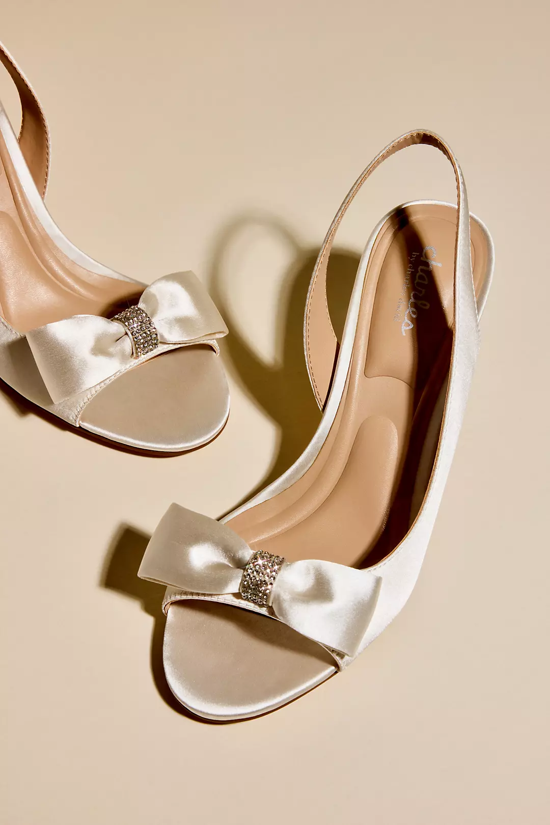 Satin and Rhinestone Bow DOrsay Kitten Heels - Image 4