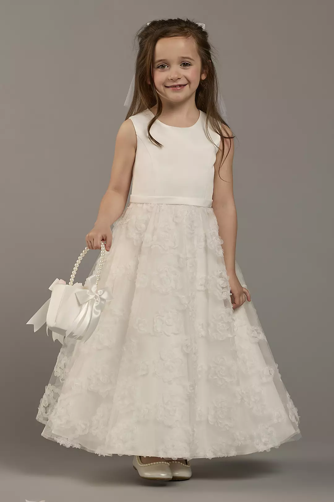 Satin and Tulle Sleeveless Flower Girl Dress - Image 3