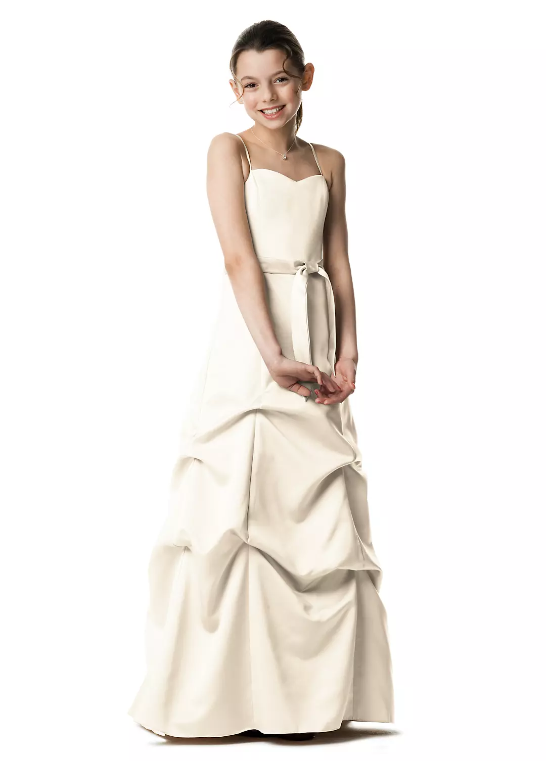 Satin Ball Gown with Pickup Skirt and Sash - Image 2