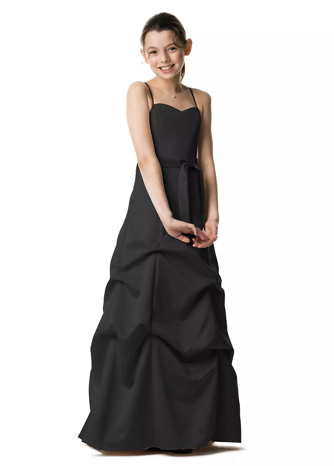 Satin Ball Gown with Pickup Skirt and Sash - Image 7
