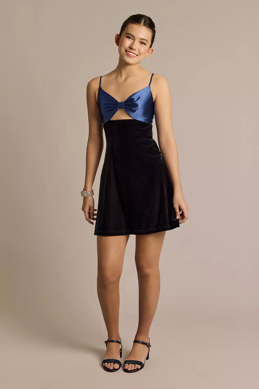 Satin Bow Back A-Line Mini Dress with Cutout - Image 12