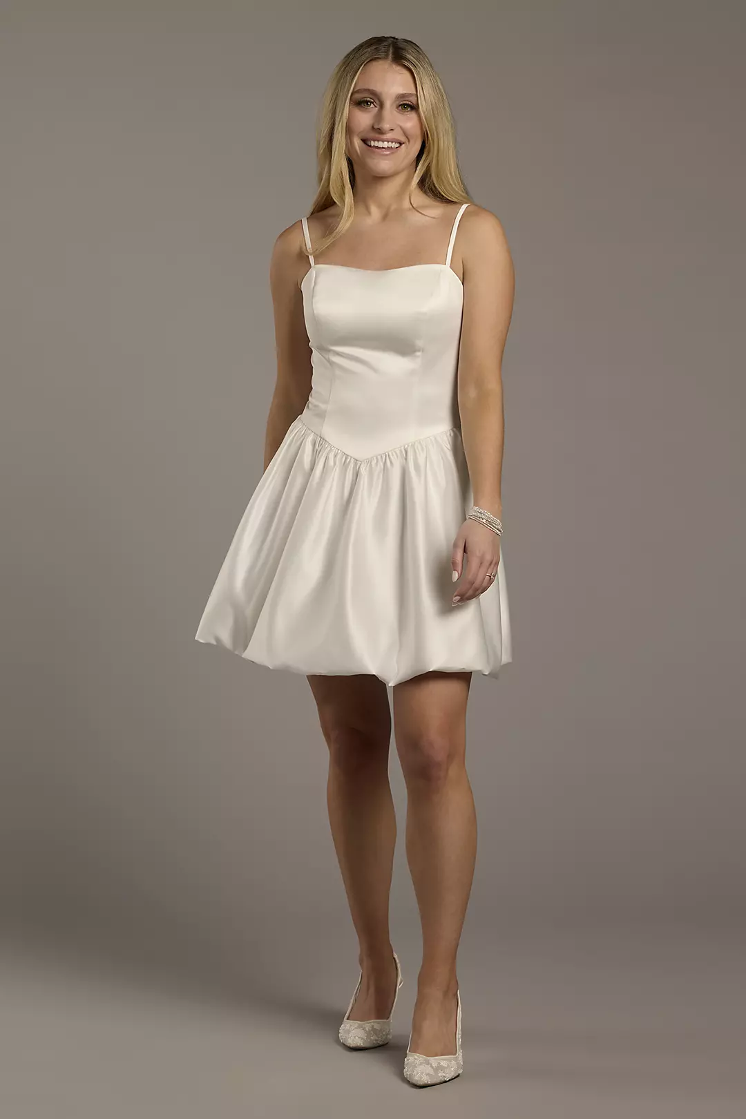 Satin Bubble Skirt Mini Dress - Image 4