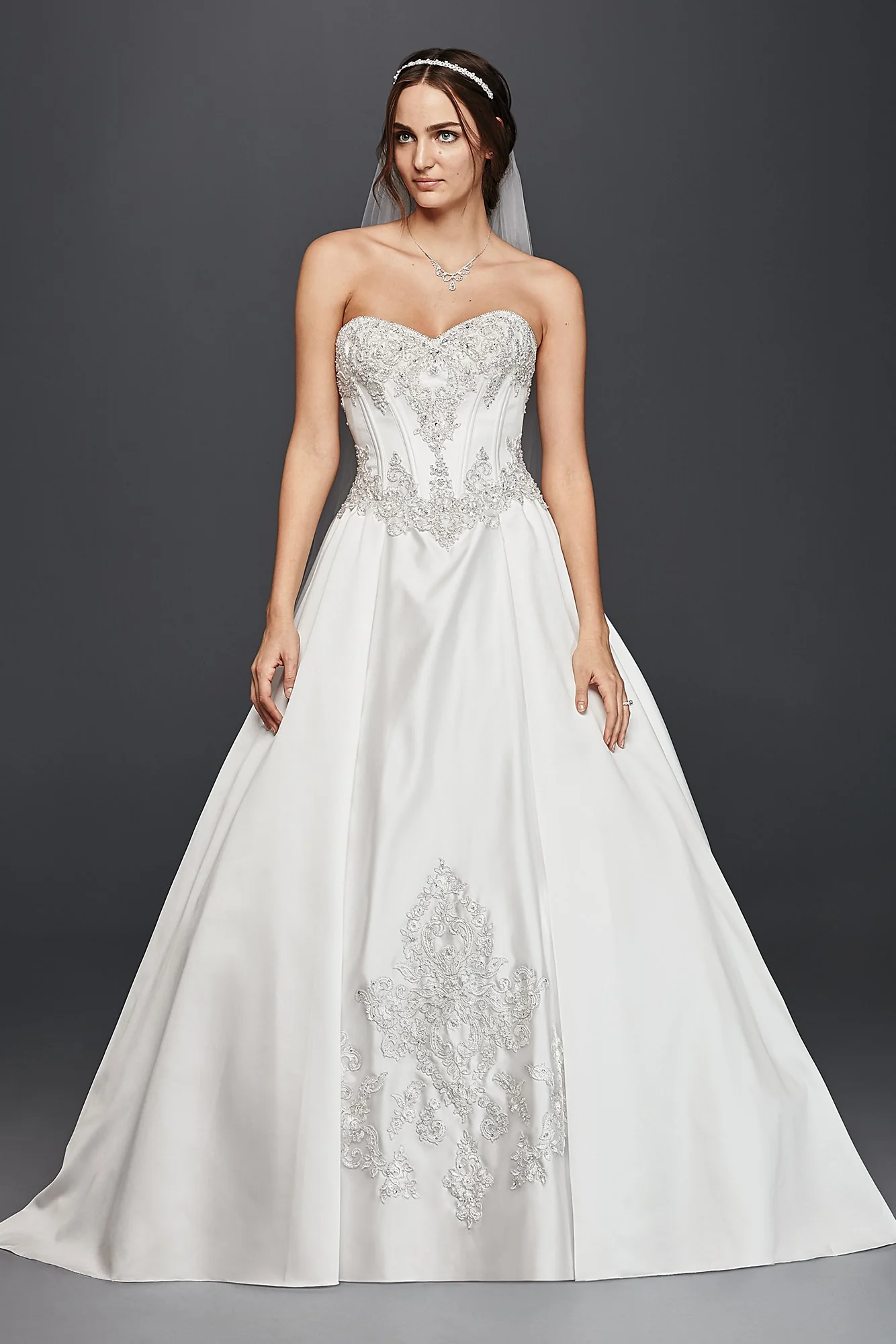 Strapless Satin Plus Size Ball Gown Wedding Dress - Image 5
