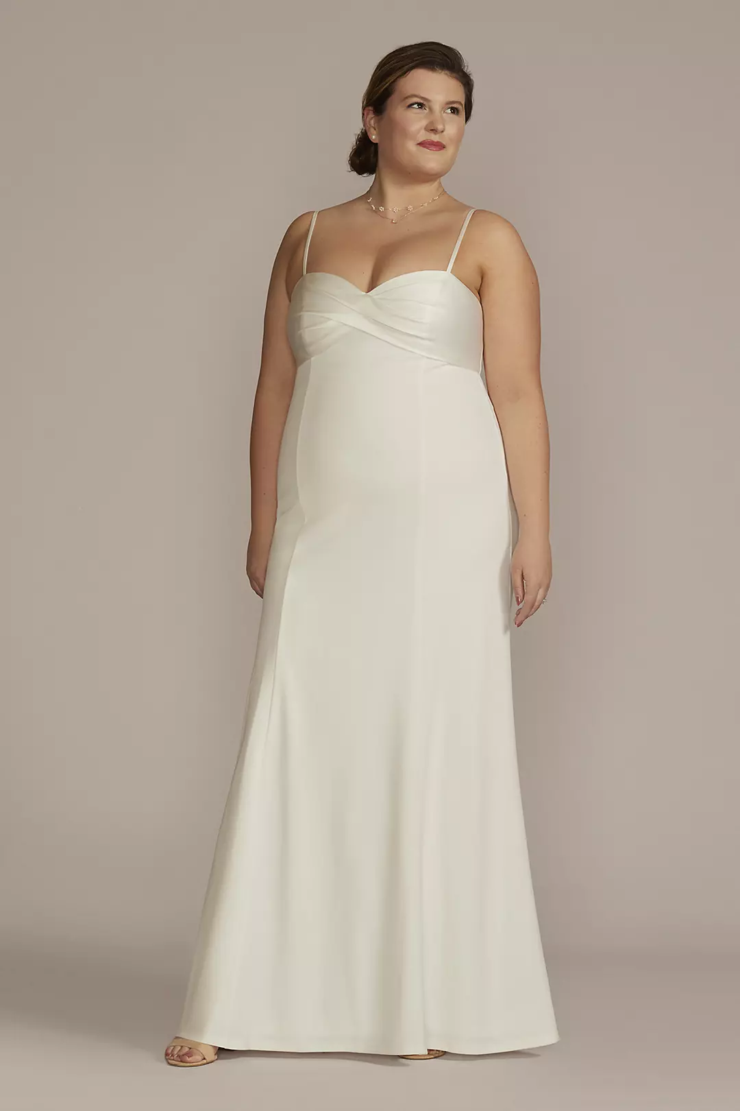 Satin Crepe Empire Sheath Wedding Dress - Image 3