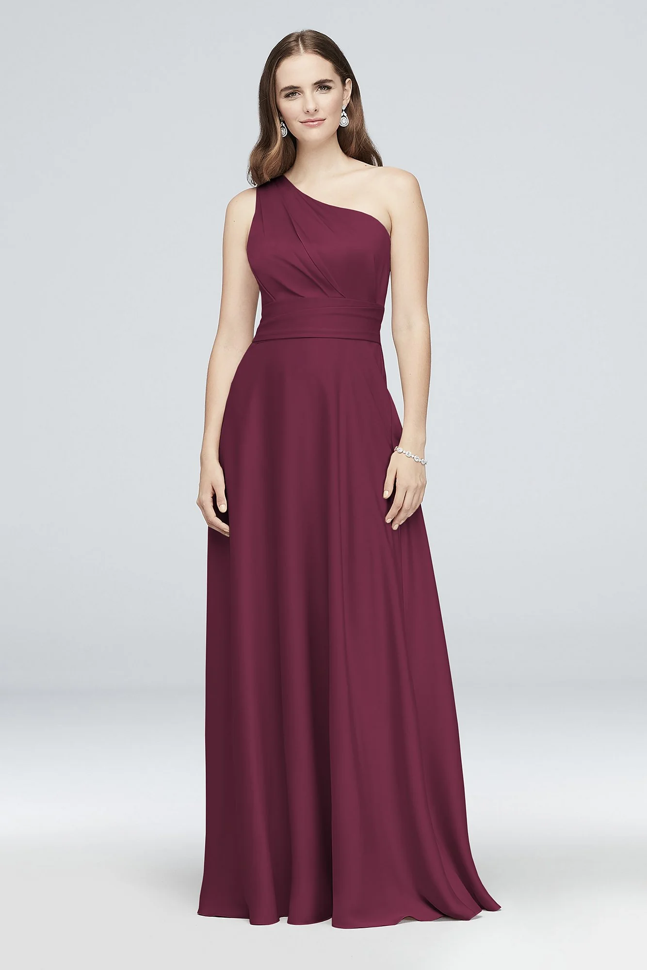Satin Crepe One-Shoulder Bridesmaid Dress - Image 2