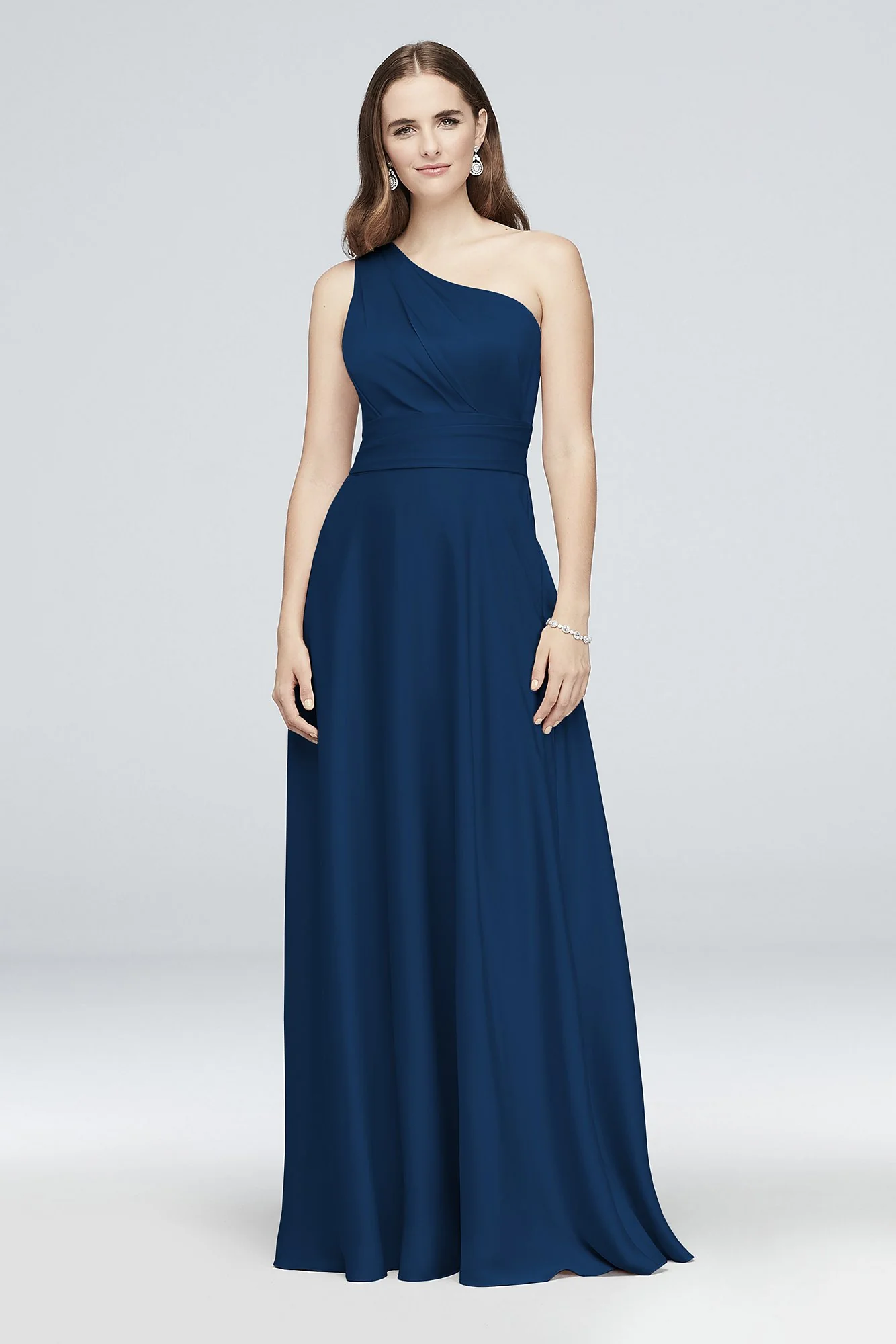 Satin Crepe One-Shoulder Bridesmaid Dress - Image 4