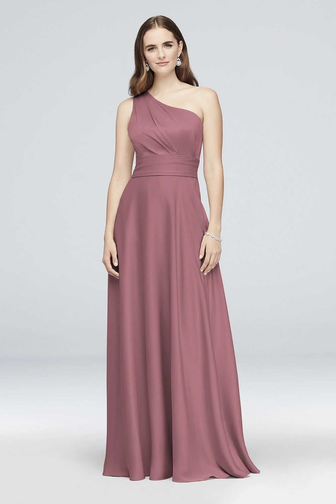Satin Crepe One-Shoulder Bridesmaid Dress - Image 5