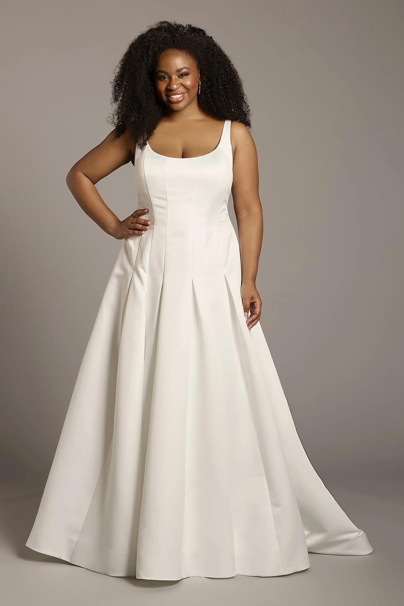 Satin Drop Waist Tank A-Line Wedding Dress - Image 2