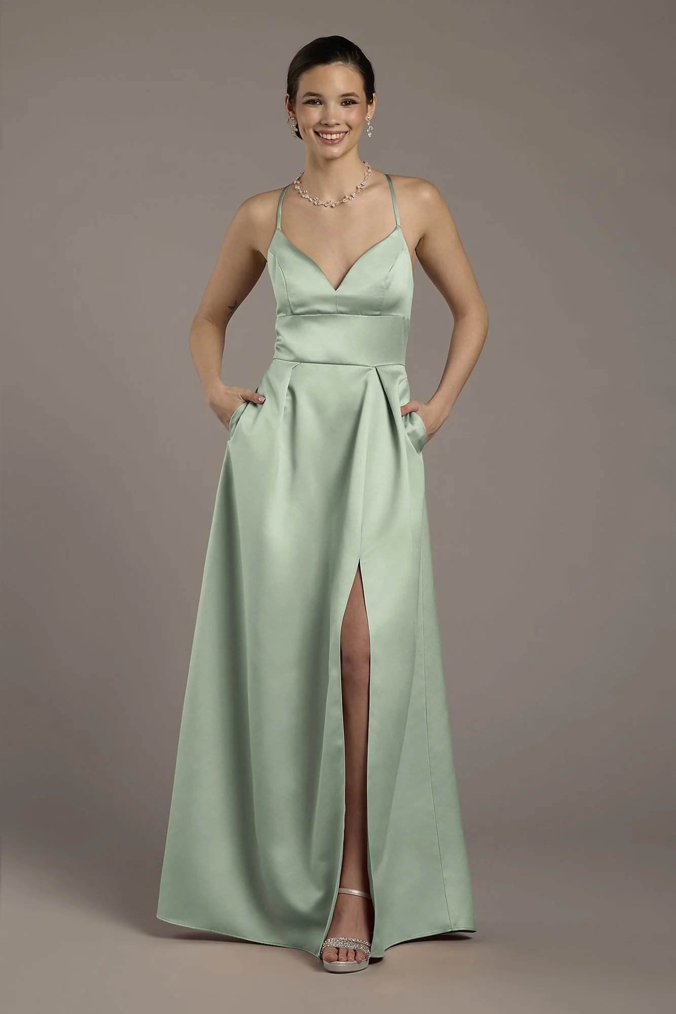 Satin Empire Waist Ball Gown