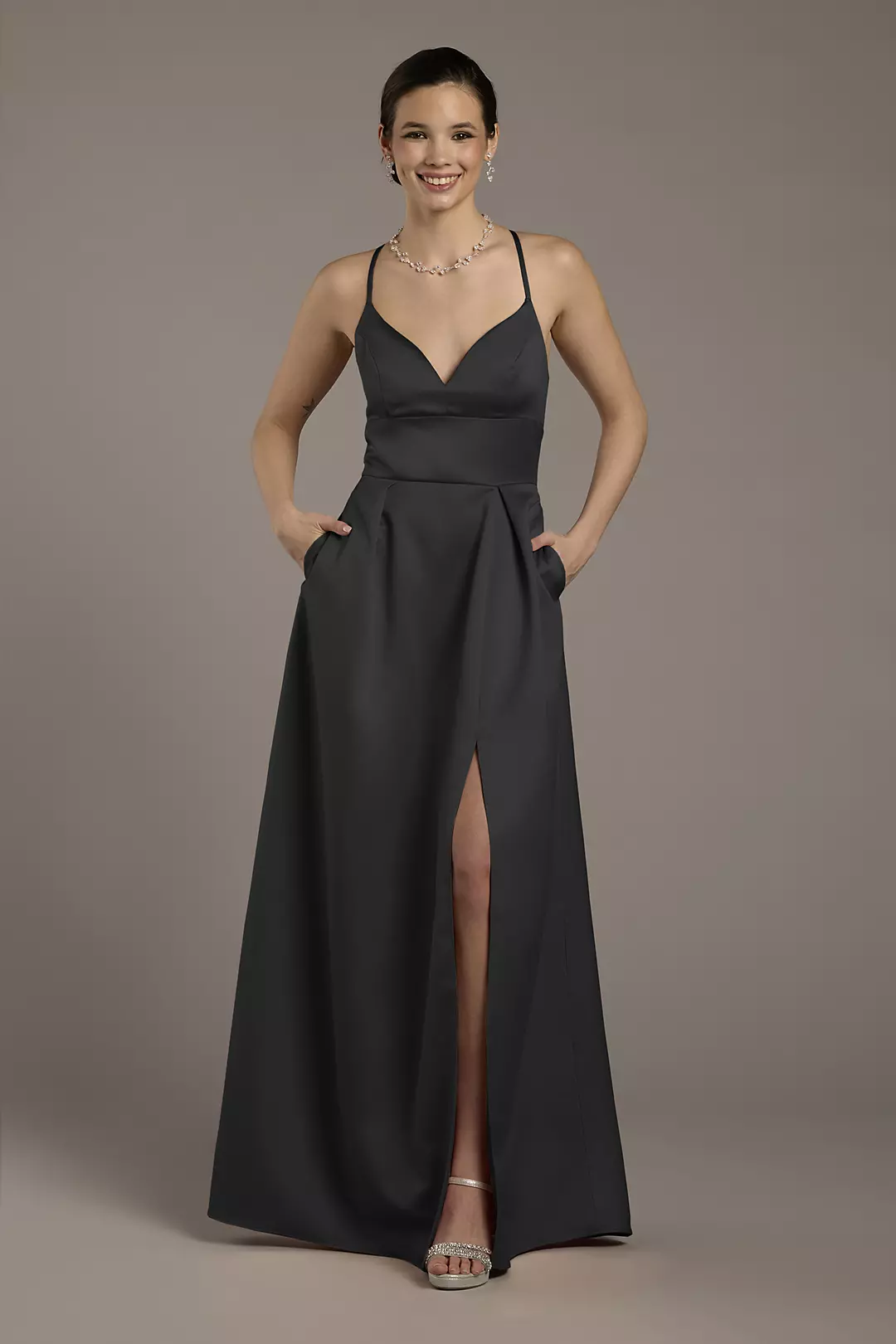 Satin Empire Waist Ball Gown - Image 10