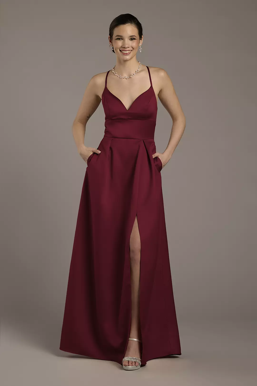Satin Empire Waist Ball Gown - Image 11