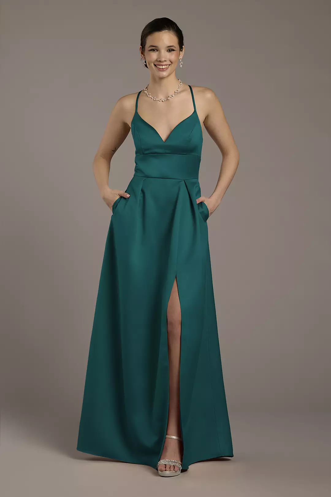 Satin Empire Waist Ball Gown - Image 12