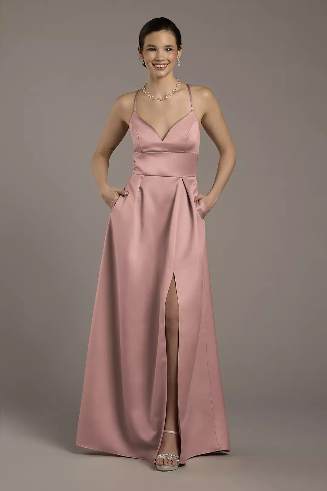 Satin Empire Waist Ball Gown - Image 7