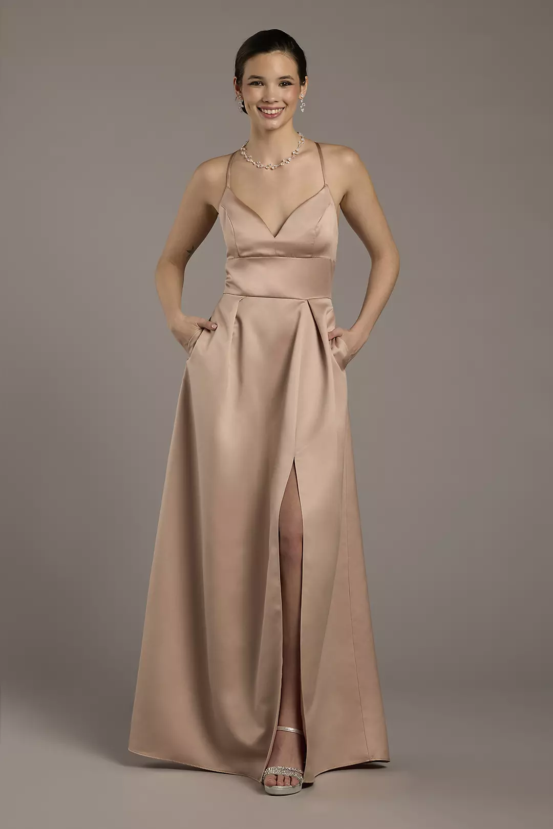 Satin Empire Waist Ball Gown - Image 8