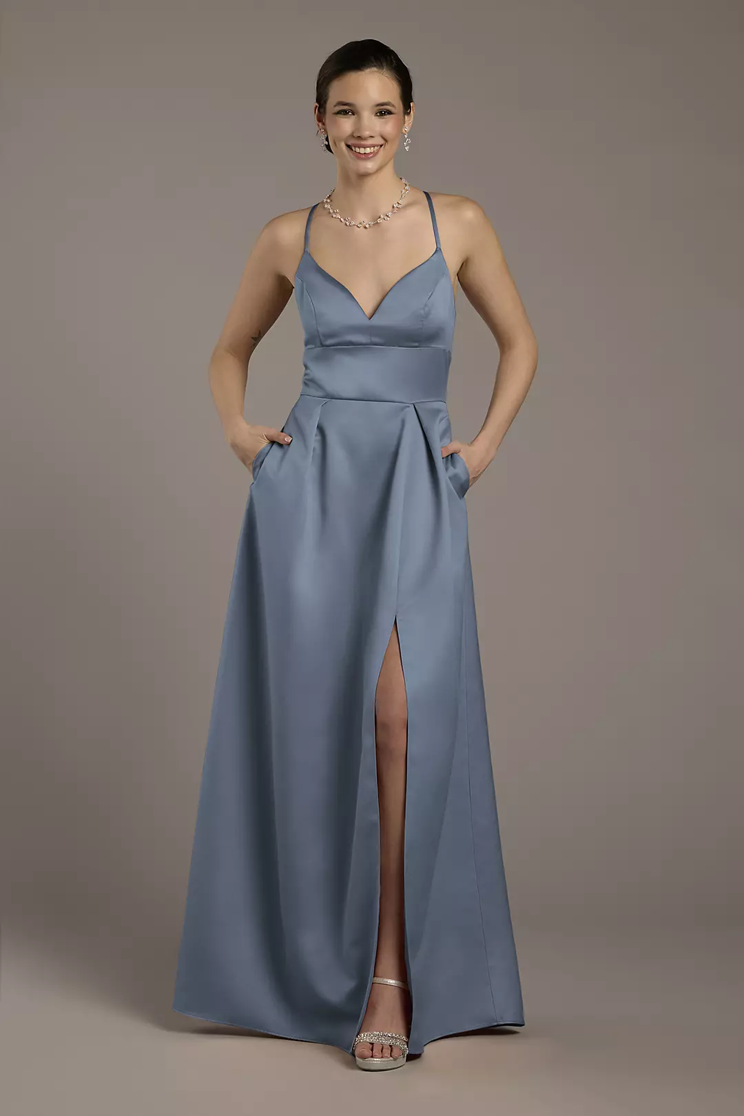 Satin Empire Waist Ball Gown - Image 9