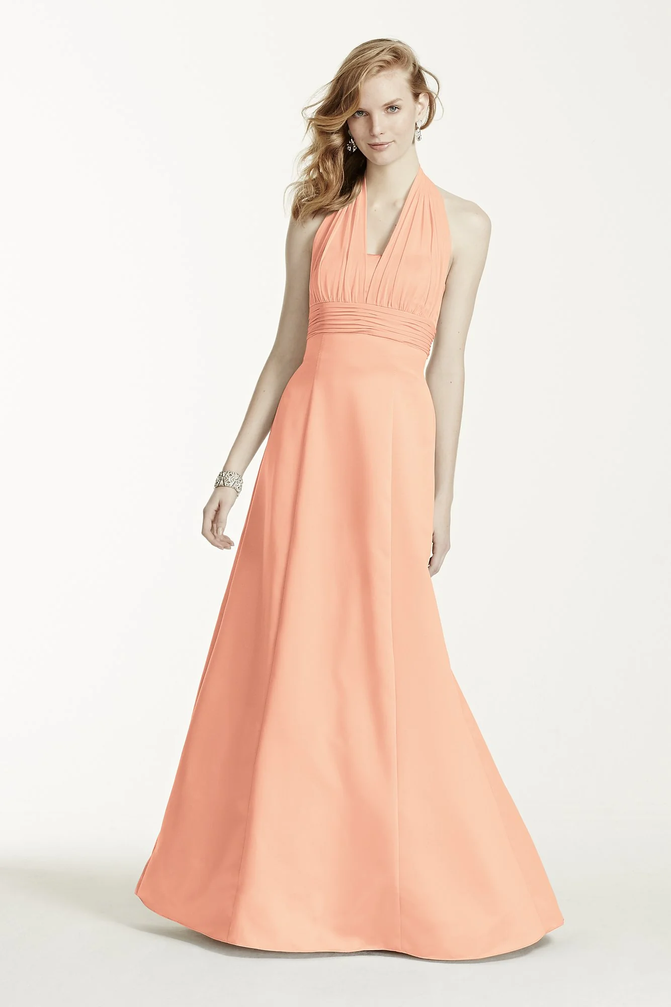 Satin Empire Waist Ball Gown with Halter - Image 10