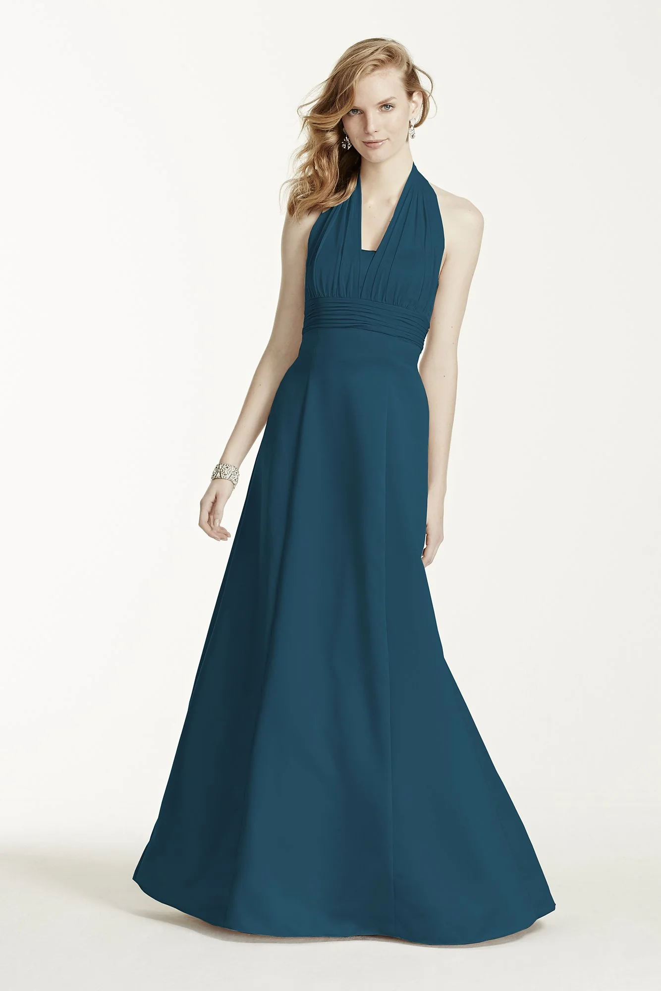 Satin Empire Waist Ball Gown with Halter - Image 21