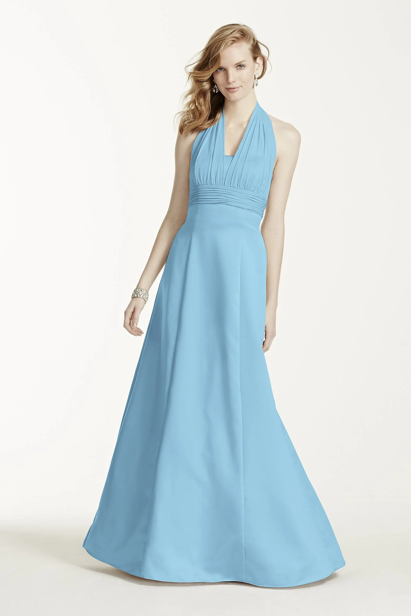 Satin Empire Waist Ball Gown with Halter - Image 8