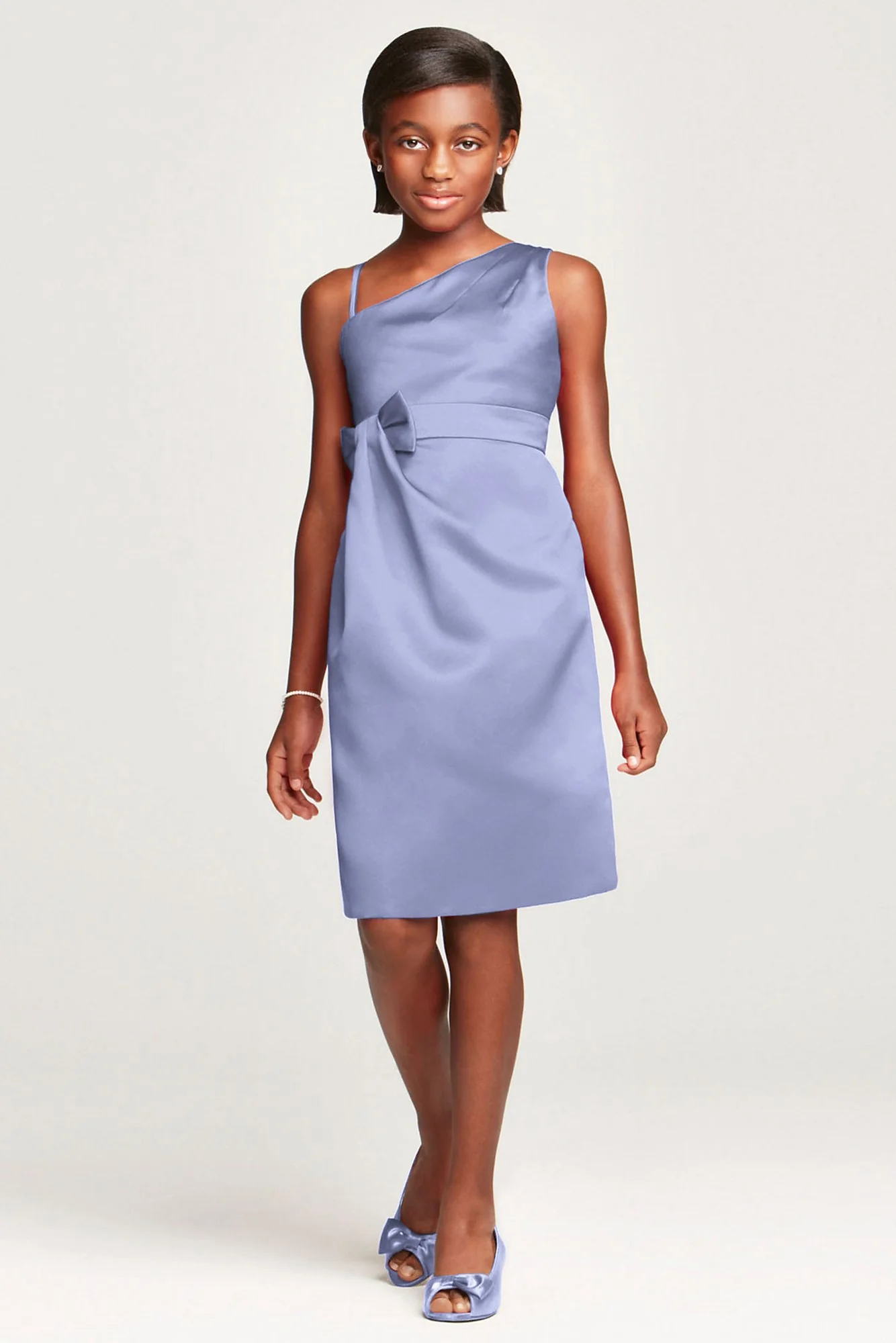 Satin Faux One Shoulder with Bow at Waist - Image 11