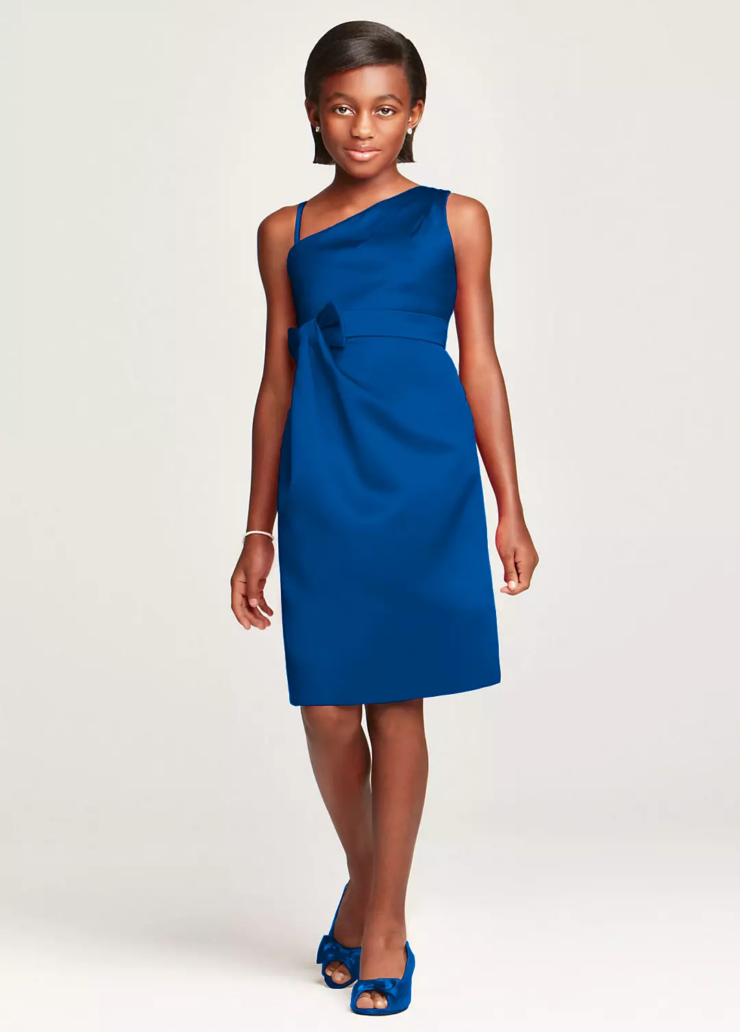 Satin Faux One Shoulder with Bow at Waist - Image 12