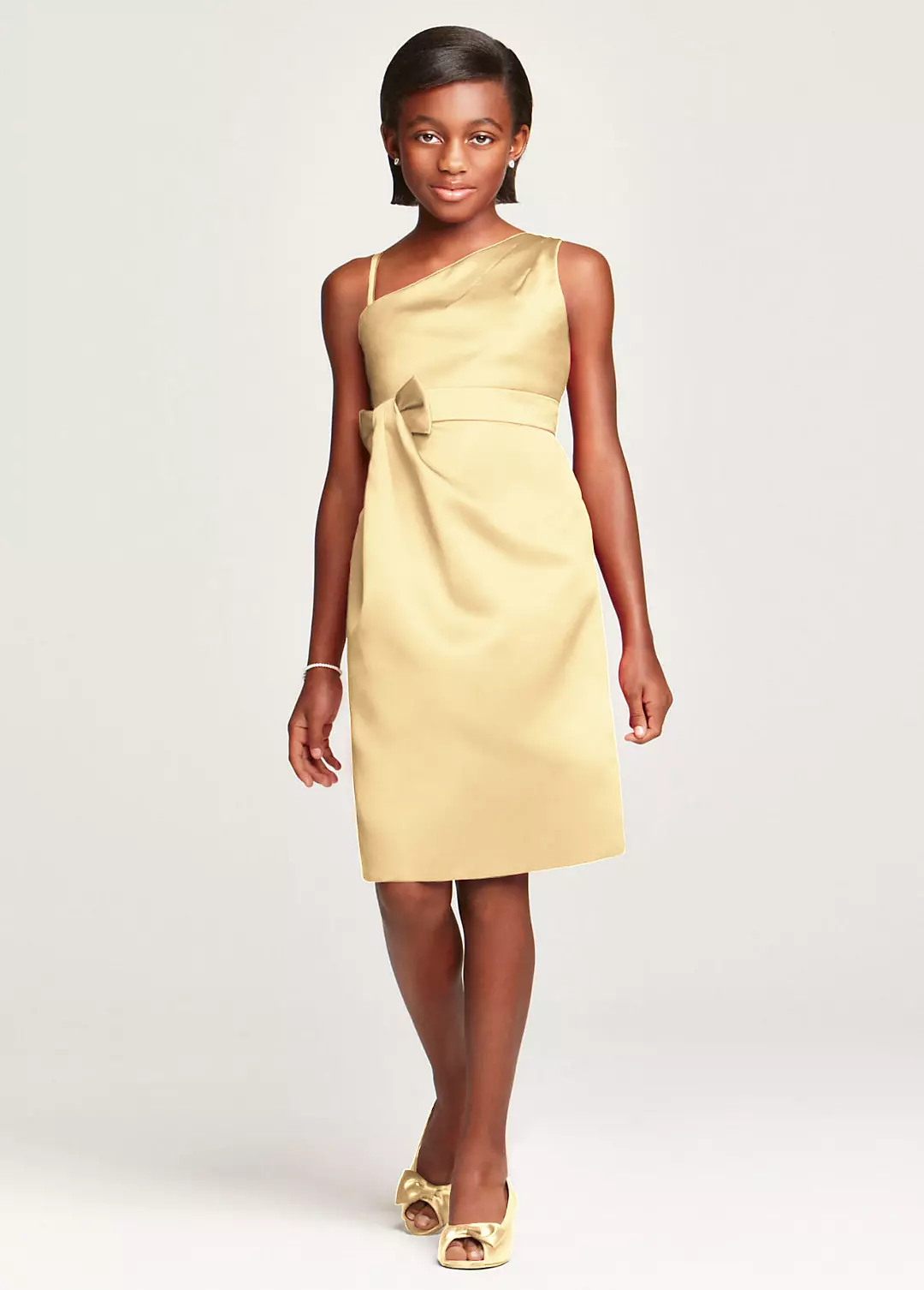 Satin Faux One Shoulder with Bow at Waist - Image 15